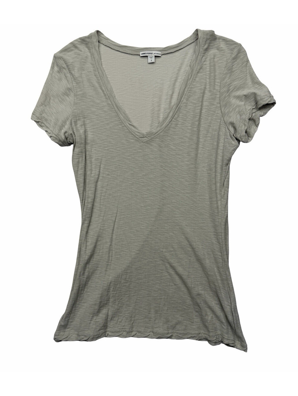 James Perse Sheer Slub V-Neck Tee Heathered Grey Size 2 | US M